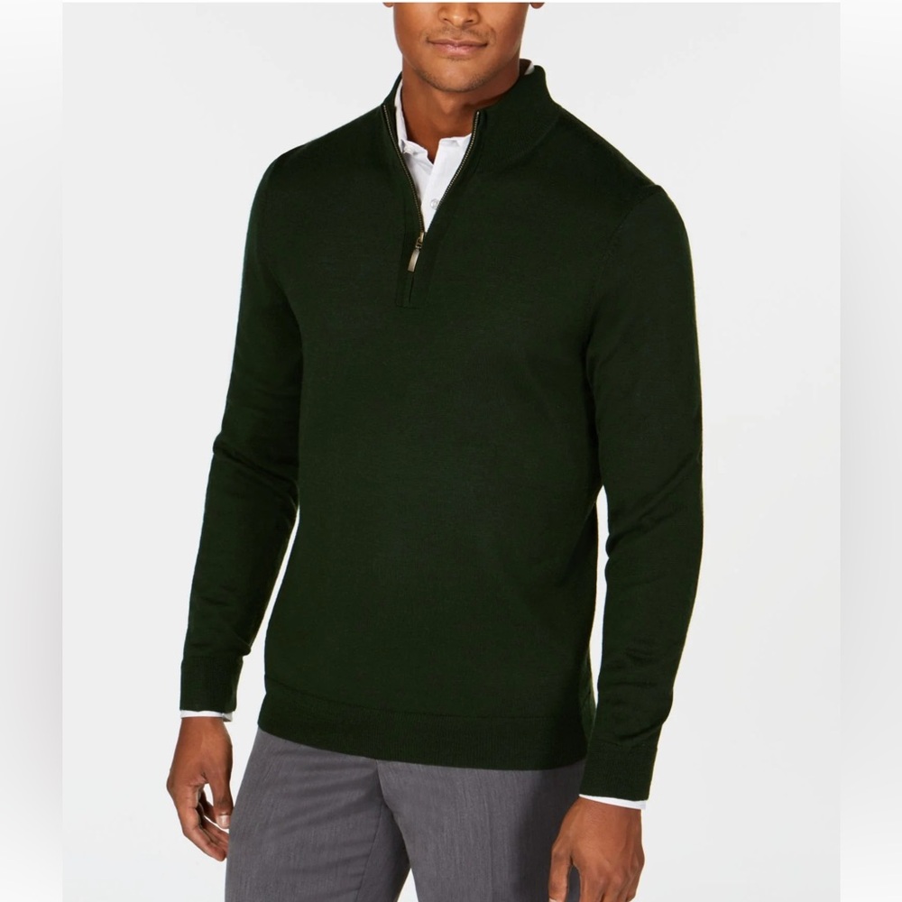 Mens Club Room Textured Quarter Zip Long Sleeve Sweater NWT -B1